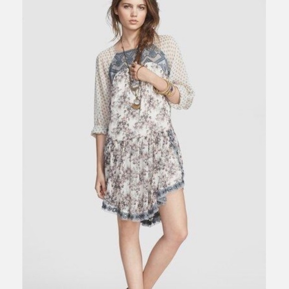 Free people embroidered s Floral Lace Long Sleeve Dress - Picture 1 of 10